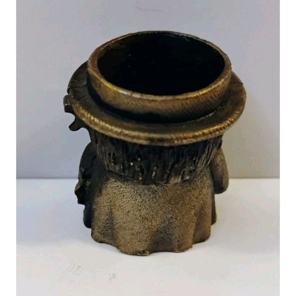 Vtg Miniature Brass Preacher Toothpick Holder Holy Bible Minister Match Pot 2" - Picture 2 of 7
